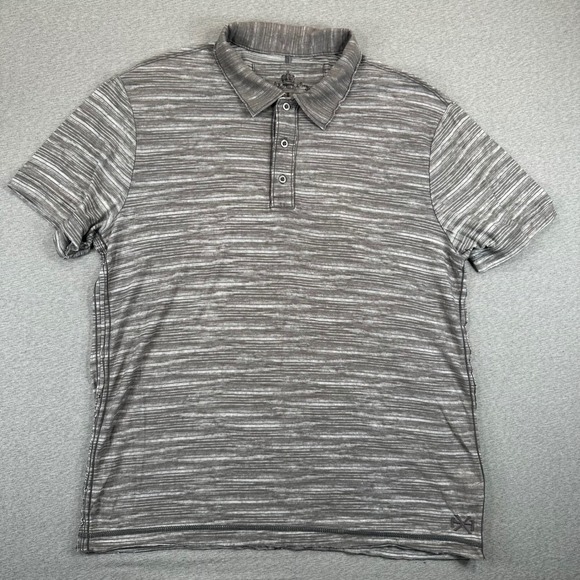 Helix Other - Helix Polo Shirt Mens XL Grey Space Dye Striped Short Sleeve 3-Button Grunge
